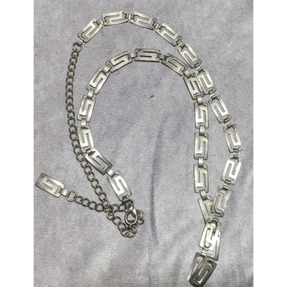 Retro Silver Grecian Link Chain Necklace