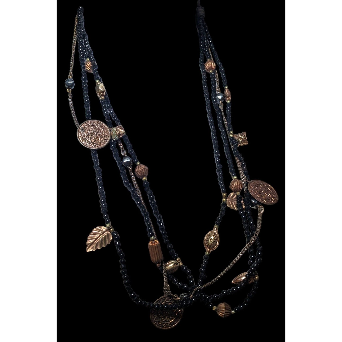 Bohemian Indie Multilayer Bead And Charm Necklace