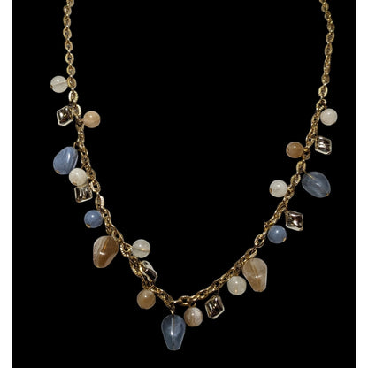 Earthy Sky Beaded Charm Necklace