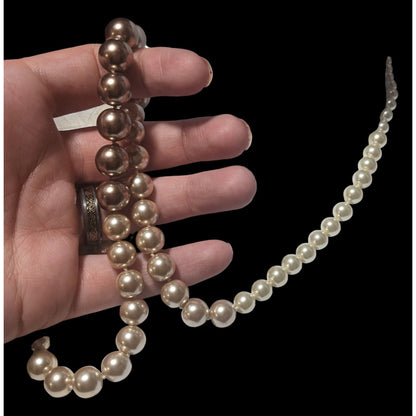 Elegant Triple Tone Graduated Glass Pearl Necklace