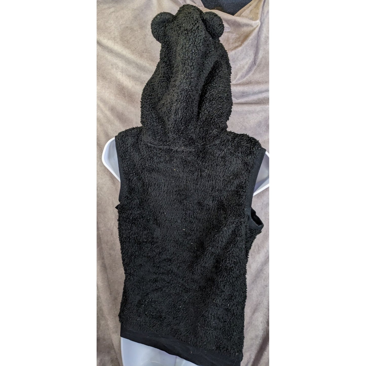 Circo Black Sparkle Sherpa Bear Hooded Vest