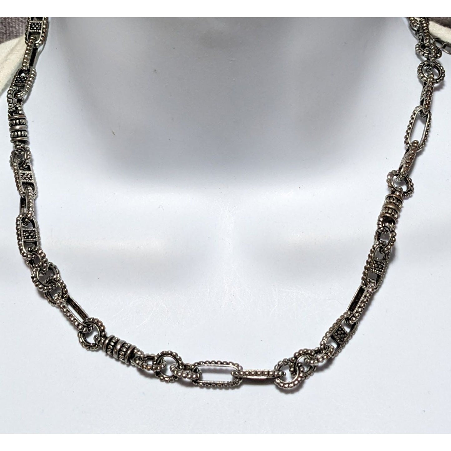 Brutalist Textured Silver Chain Necklace