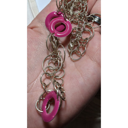 Silver And Pink Ring Neckalce