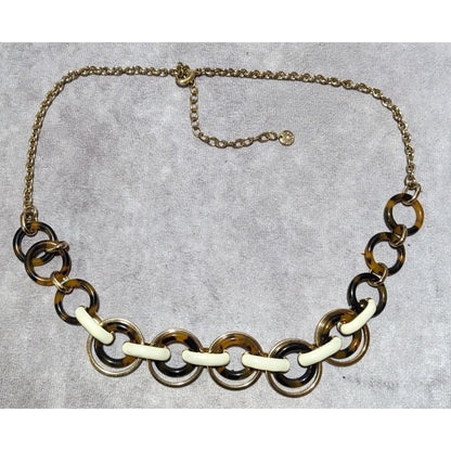 Talbots Tortoise Link White And Gold Accent Necklace