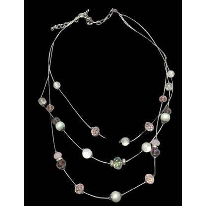 Pink Glass Floating Necklace