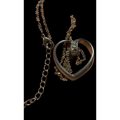 Open Heart-Shaped Rhinestone Pendant Necklace