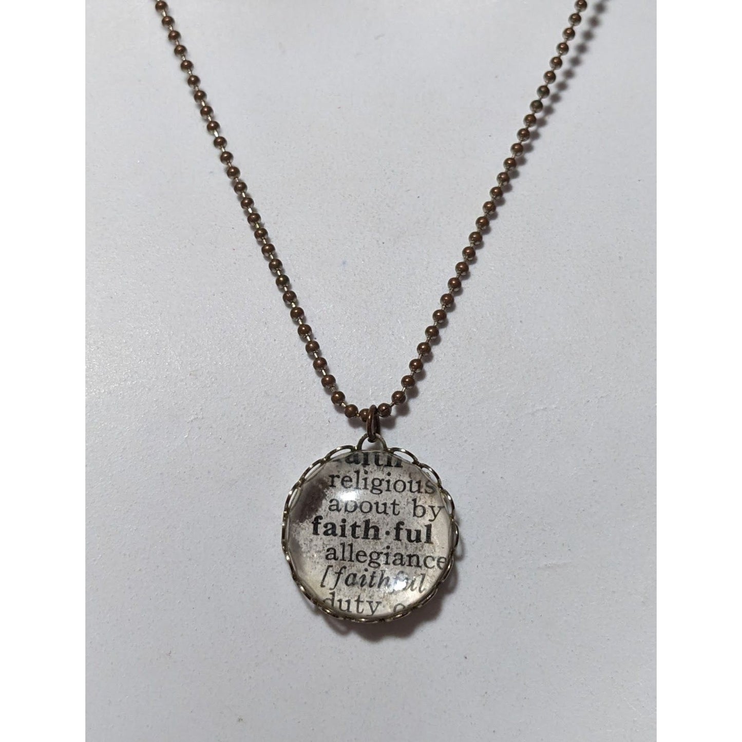 Faithful Scripture Book Bubble Pendant Necklace