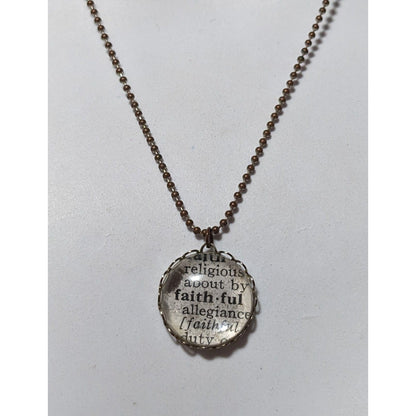 Faithful Scripture Book Bubble Pendant Necklace