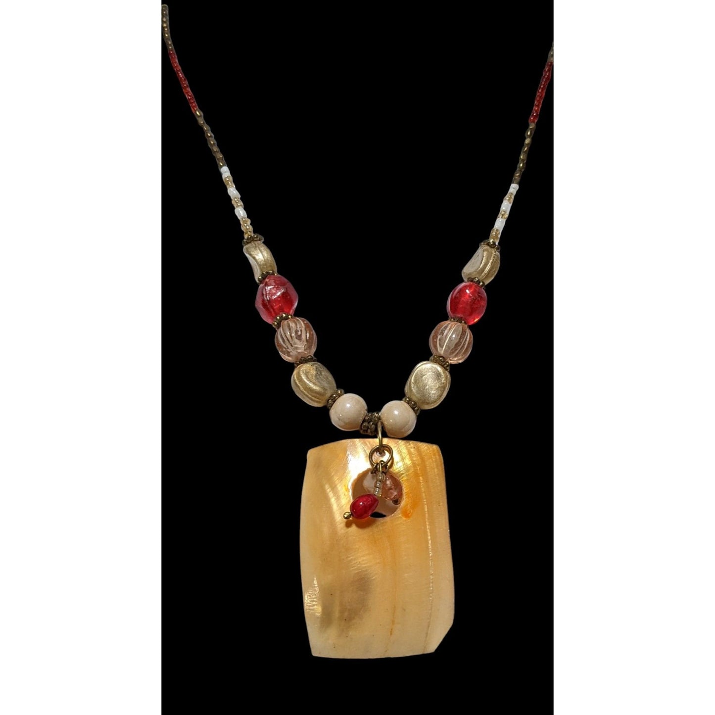 Beaded Shell Pendant Necklace