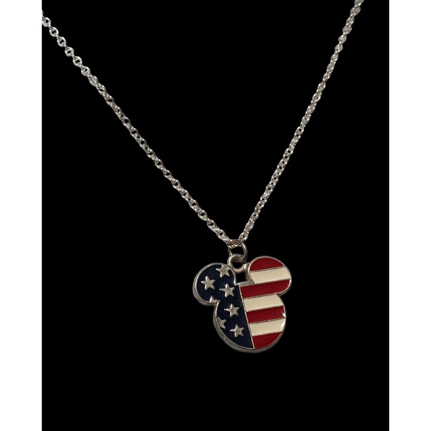 Vintage USA Flag Disney Mickey Pendant Necklace