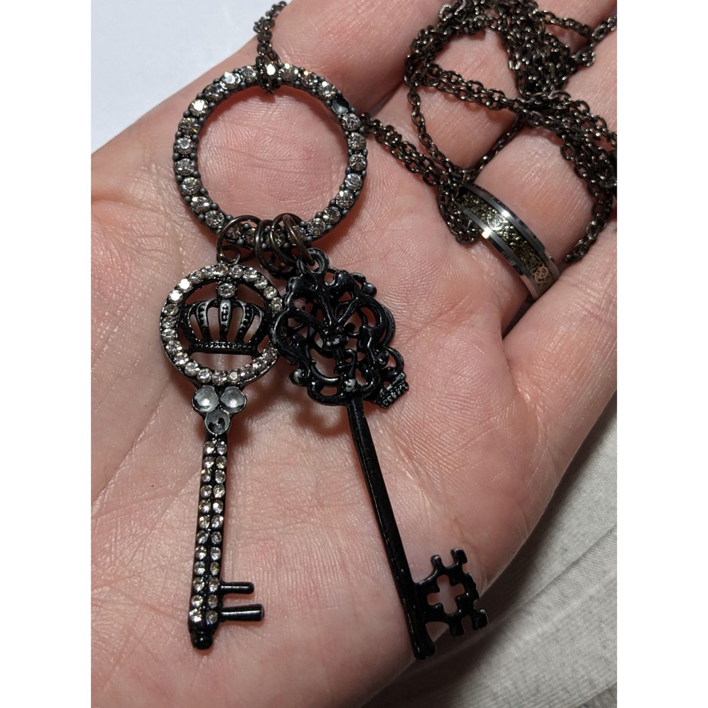 Gothic Key Charm Necklace