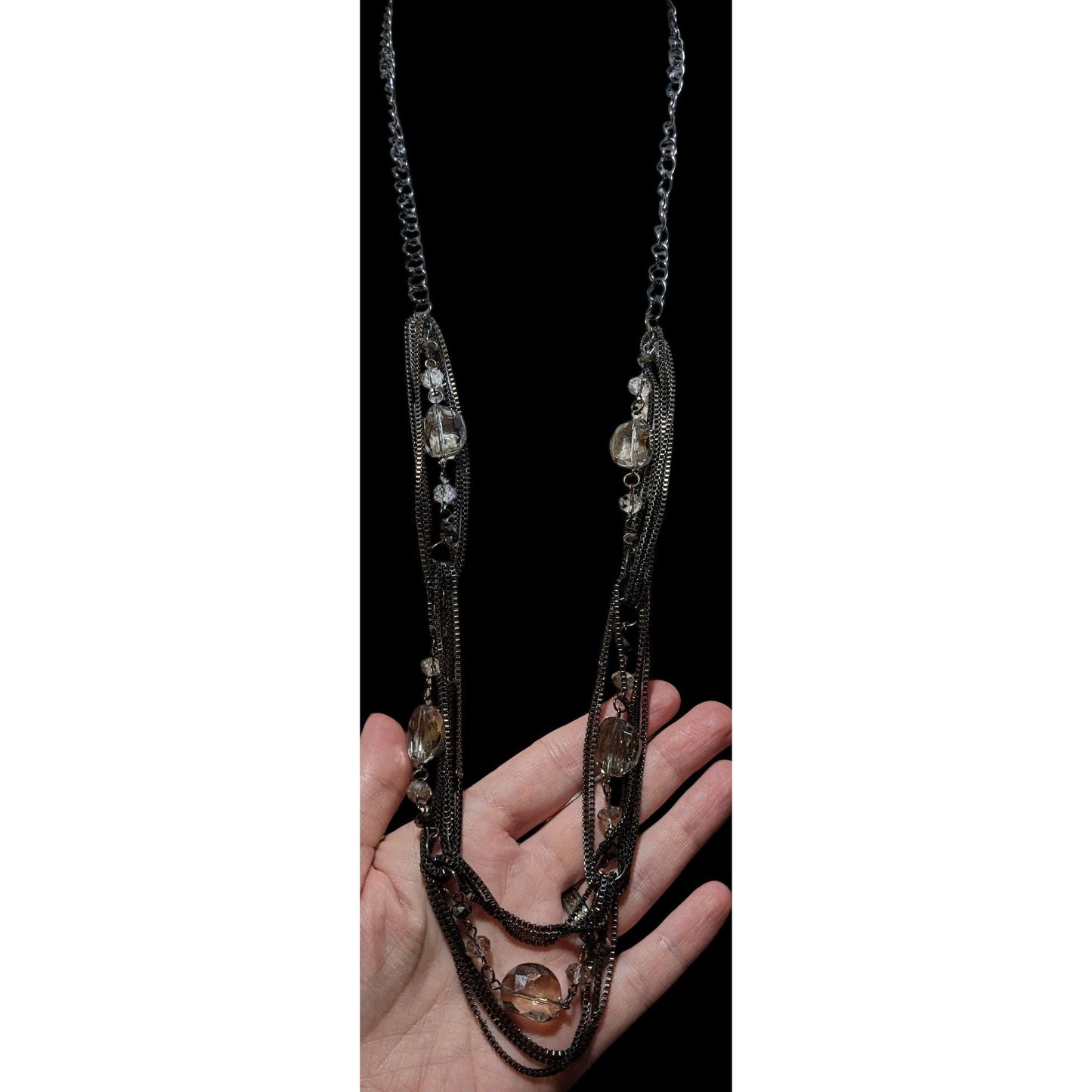 Glam Goth Gemmed Chain Multilayer Necklace