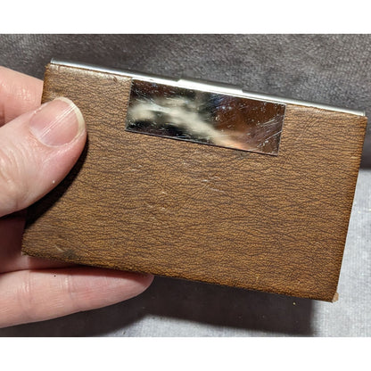 Metal Faux Leather Card Case