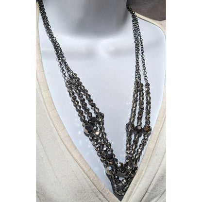 Glam Goth Multilayer Glass Beaded Necklace