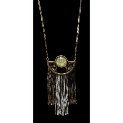 Lucky Brand Retro Geometric Fringe Pendant Necklace