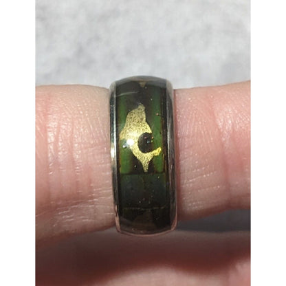 Vintage 90s Dolphin Inlay Subtle Glitter Mood Ring Size 6 1/2