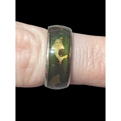 Vintage 90s Dolphin Inlay Subtle Glitter Mood Ring Size 6 1/2