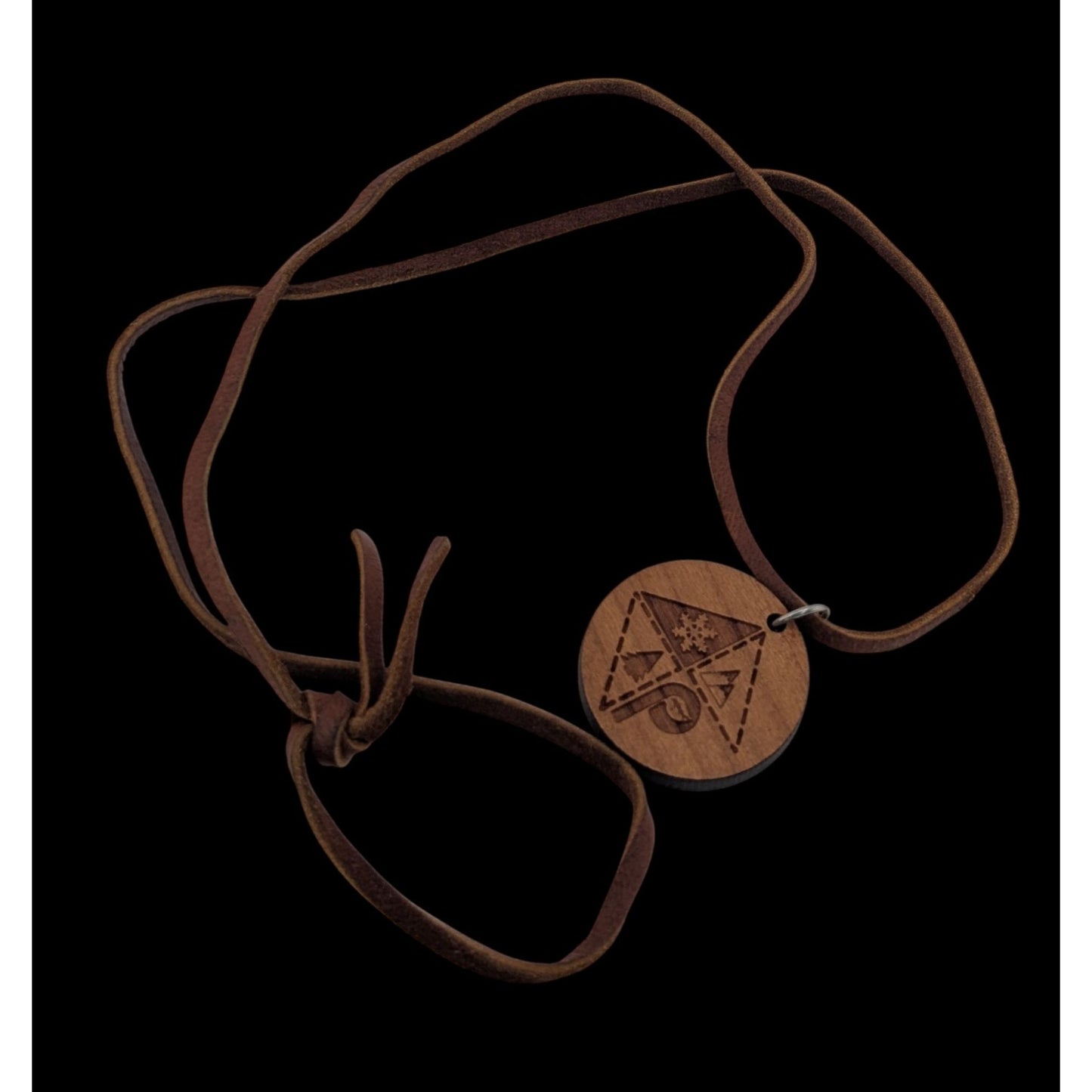 Nature-Themed Wooden Pendant Necklace With Engraved Design & Suede Cord