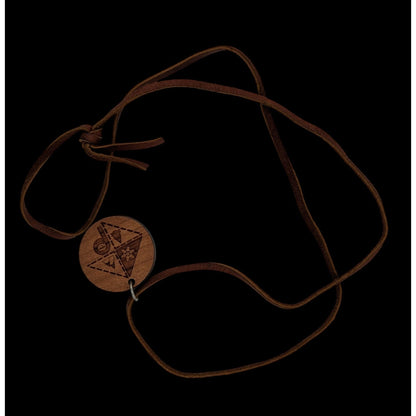 Nature-Themed Wooden Pendant Necklace With Engraved Design & Suede Cord