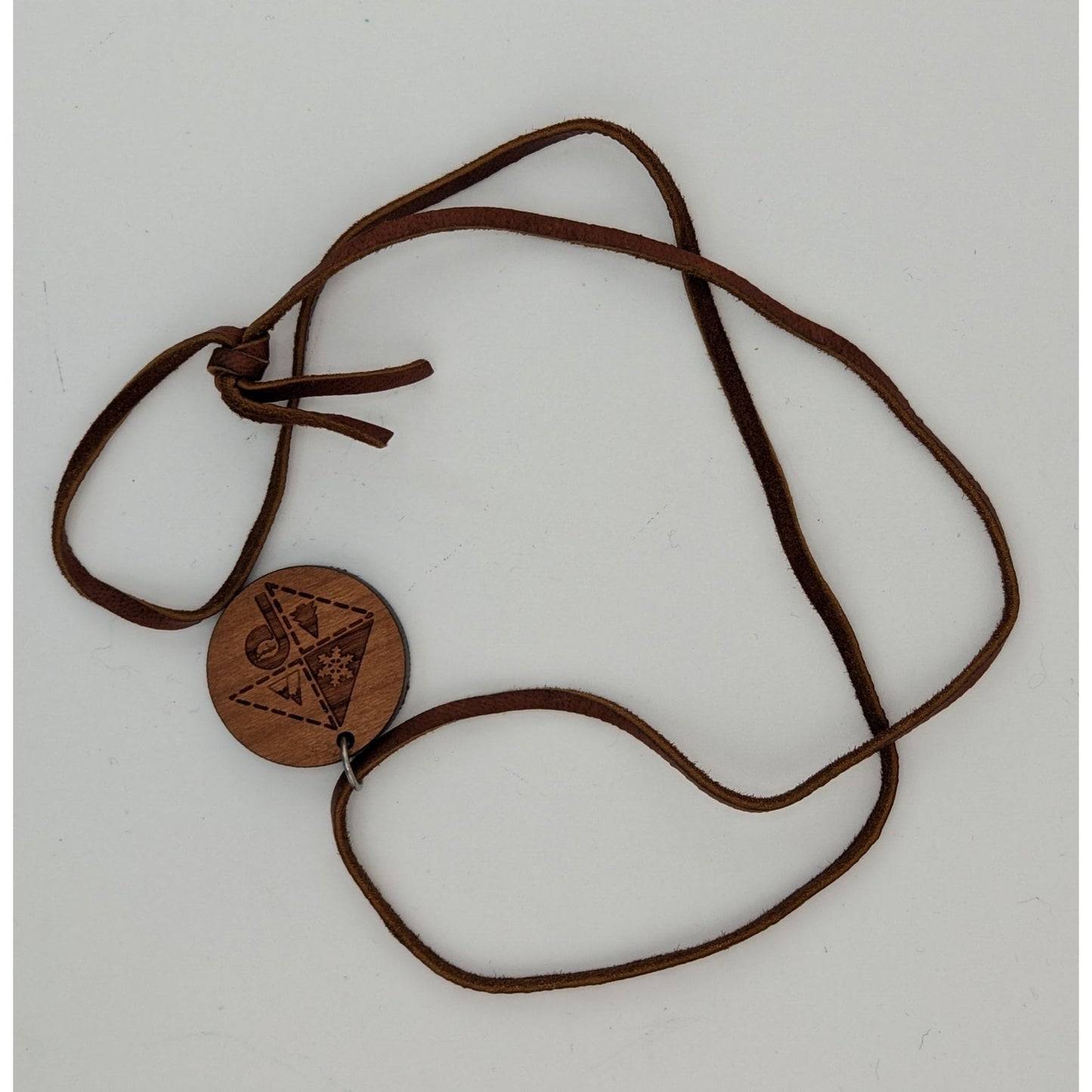 Nature-Themed Wooden Pendant Necklace With Engraved Design & Suede Cord