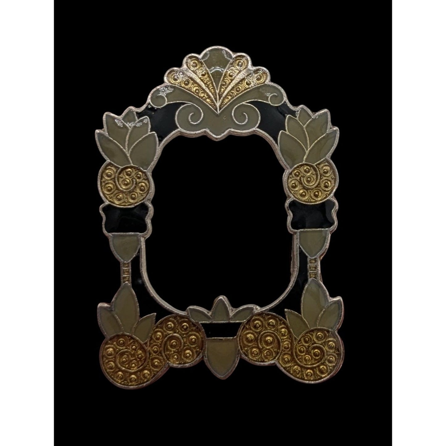 Vintage Floral Enamel Picture Frame Brooch