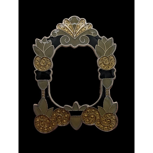 Vintage Floral Enamel Picture Frame Brooch