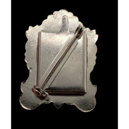 Vintage Floral Enamel Picture Frame Brooch