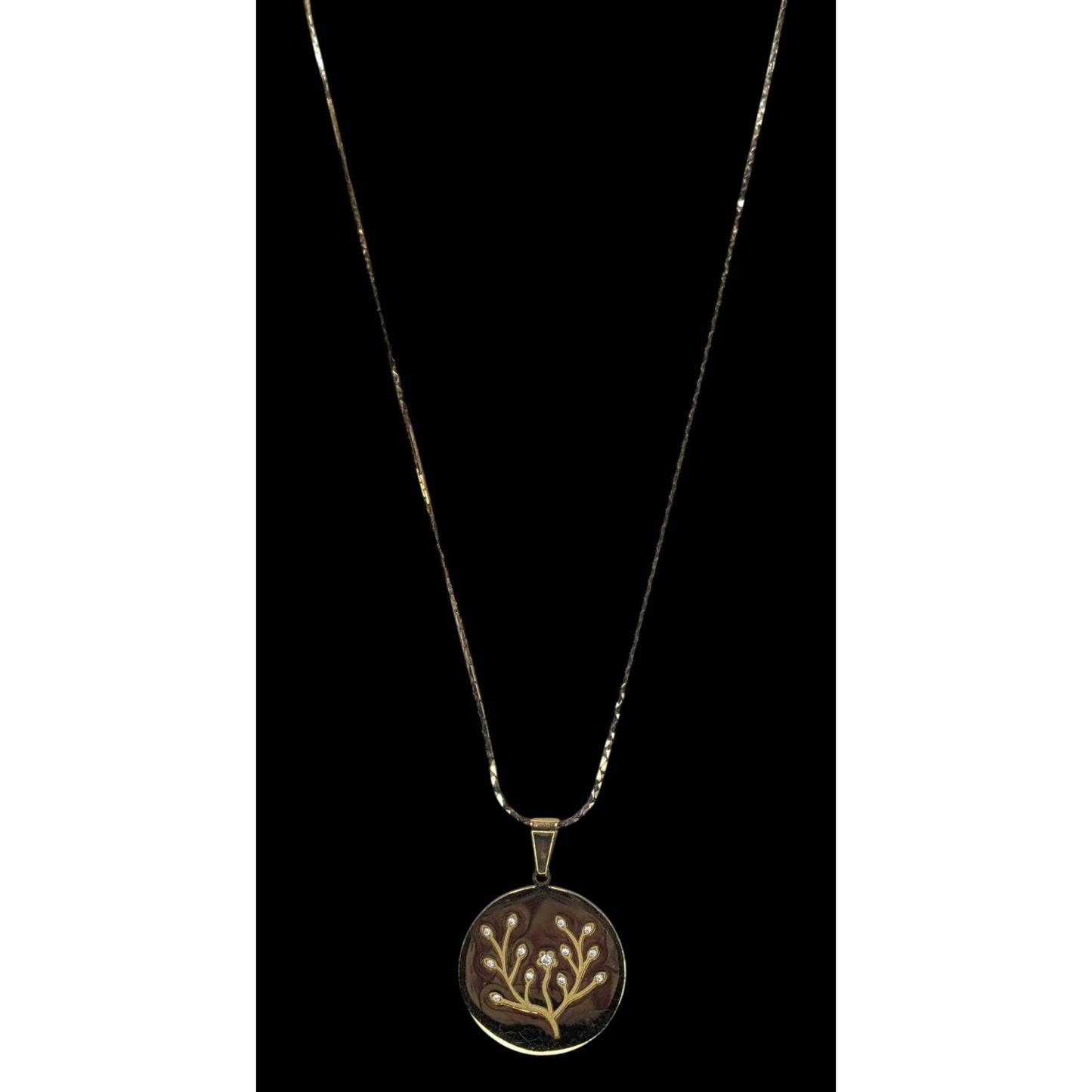 Steeltime Tree Of Life Pendant Stainless Steel Pendant Necklace With Rhinestones