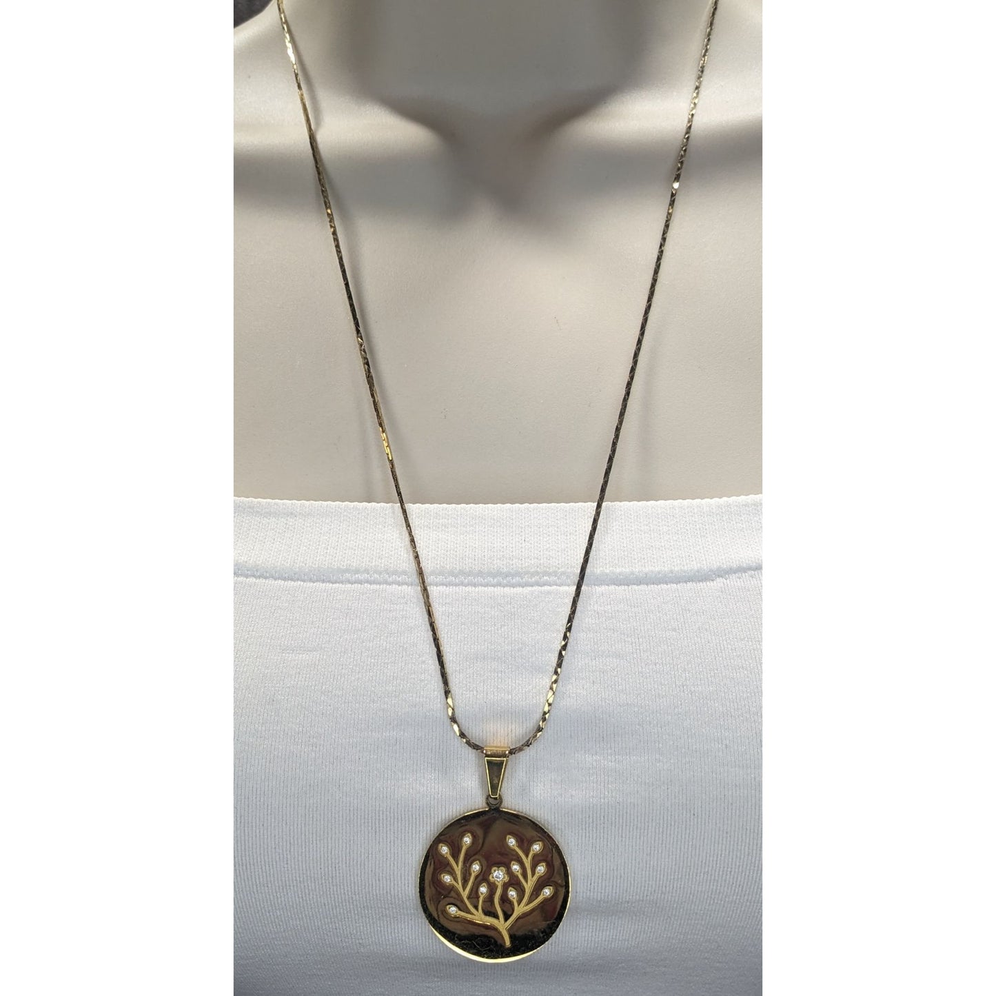 Steeltime Tree Of Life Pendant Stainless Steel Pendant Necklace With Rhinestones