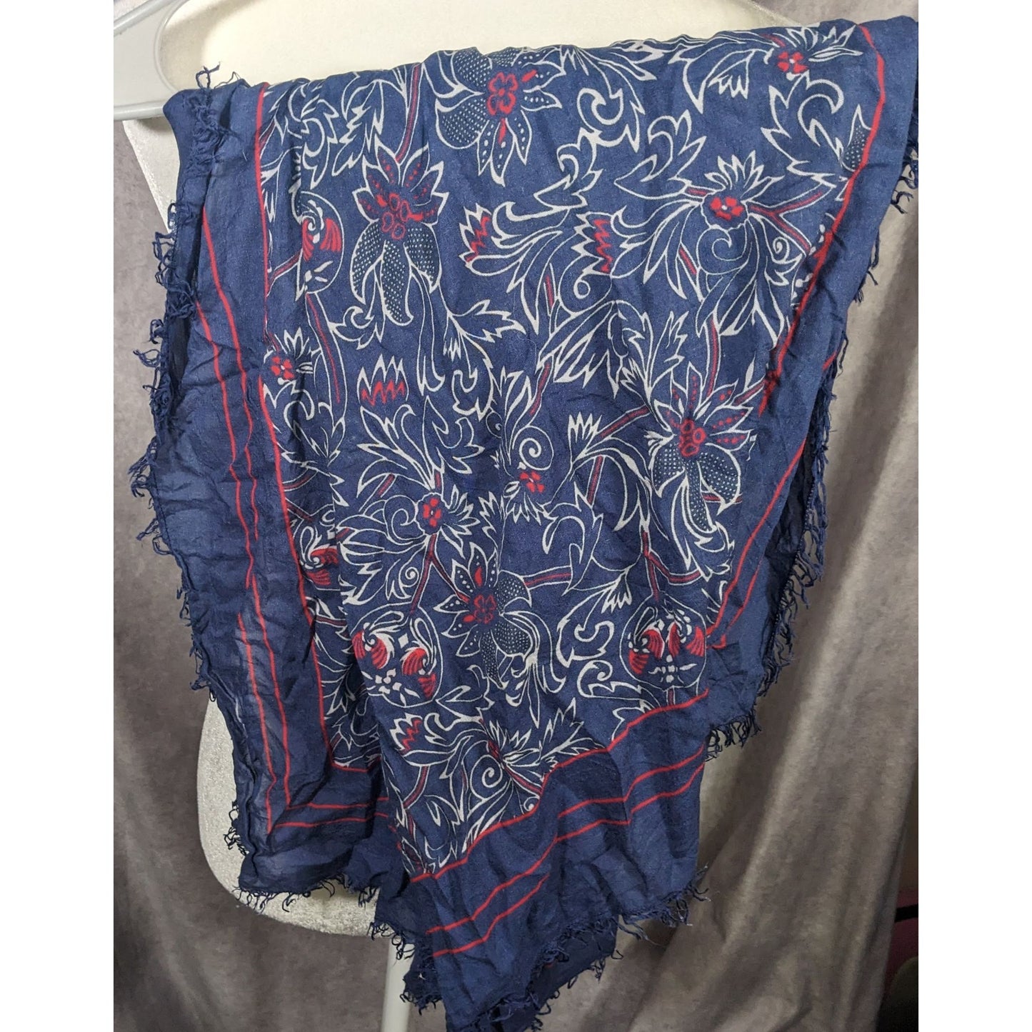 Les Petites France Blue And White Floral Scarf