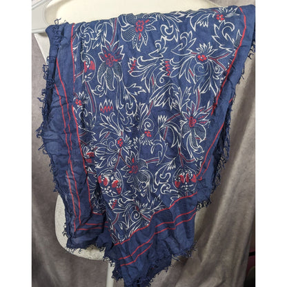 Les Petites France Blue And White Floral Scarf