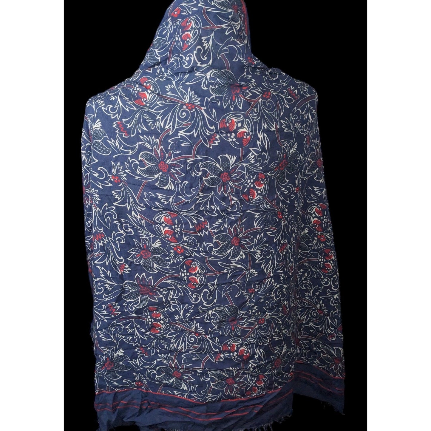 Les Petites France Blue And White Floral Scarf