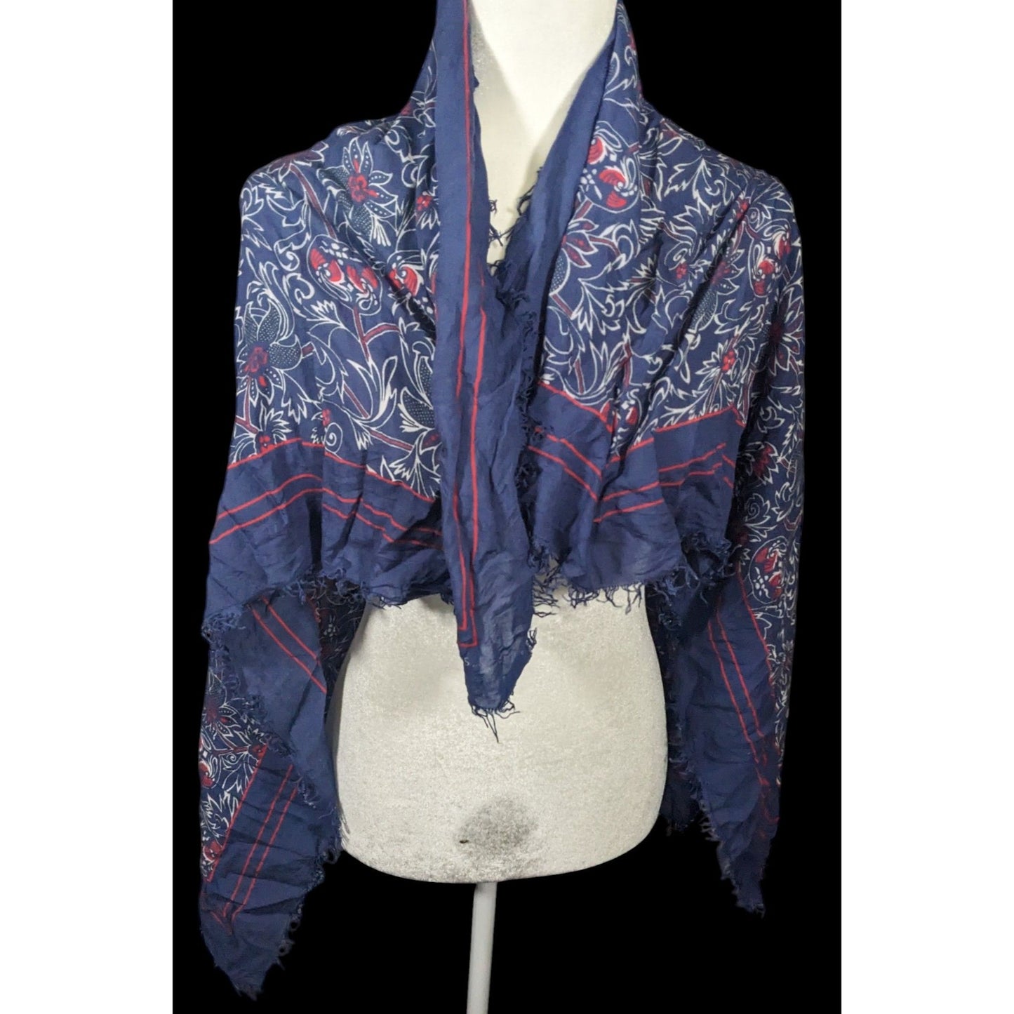 Les Petites France Blue And White Floral Scarf