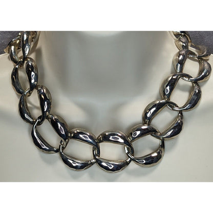 Chunky Silver Chain Necklace Statement Bold Modern Minimalist Link Jewelry