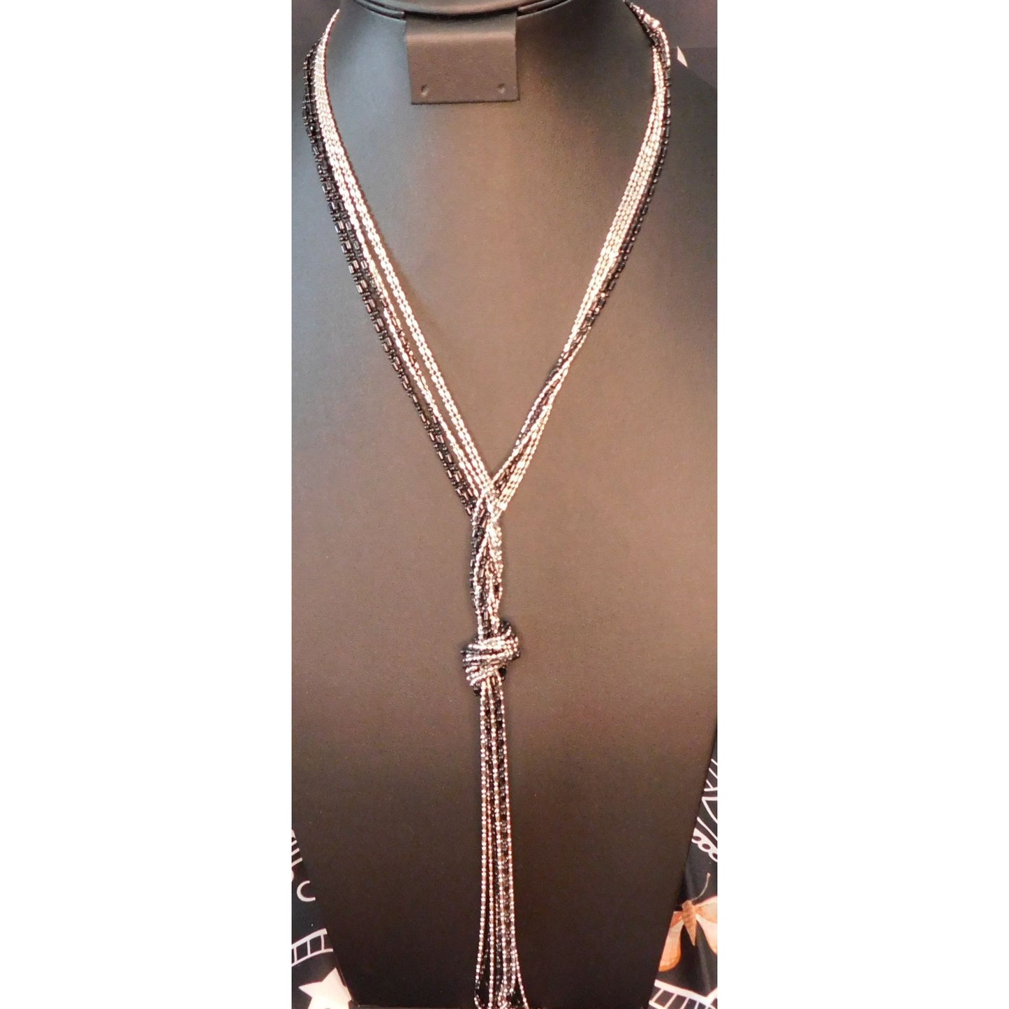 Gothic Metal Knotted Chain Tassel Necklace