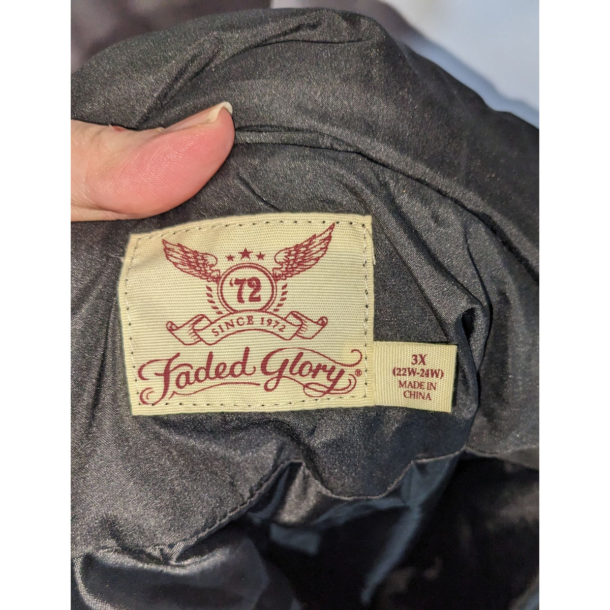Faded Glory Black Puffer Coat Womens 3X Plus Size Quilted Winter Jacket