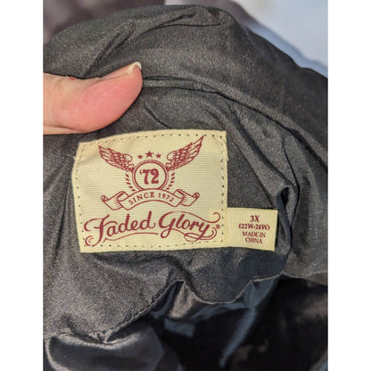 Faded Glory Black Puffer Coat Womens 3X Plus Size Quilted Winter Jacket