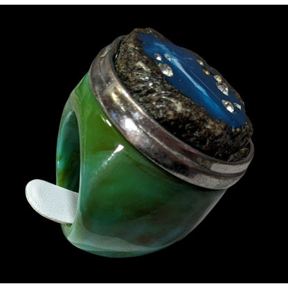 Vintage Chunky Lucite And Faux Stone Constellation Statement Ring