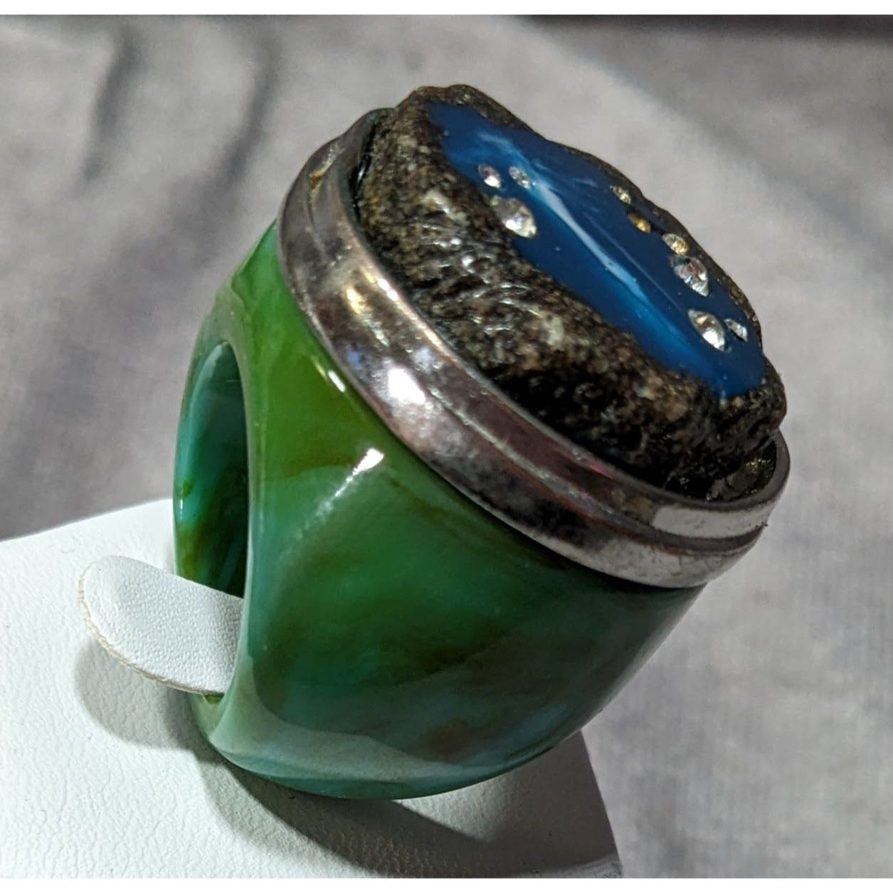 Vintage Chunky Lucite And Faux Stone Constellation Statement Ring