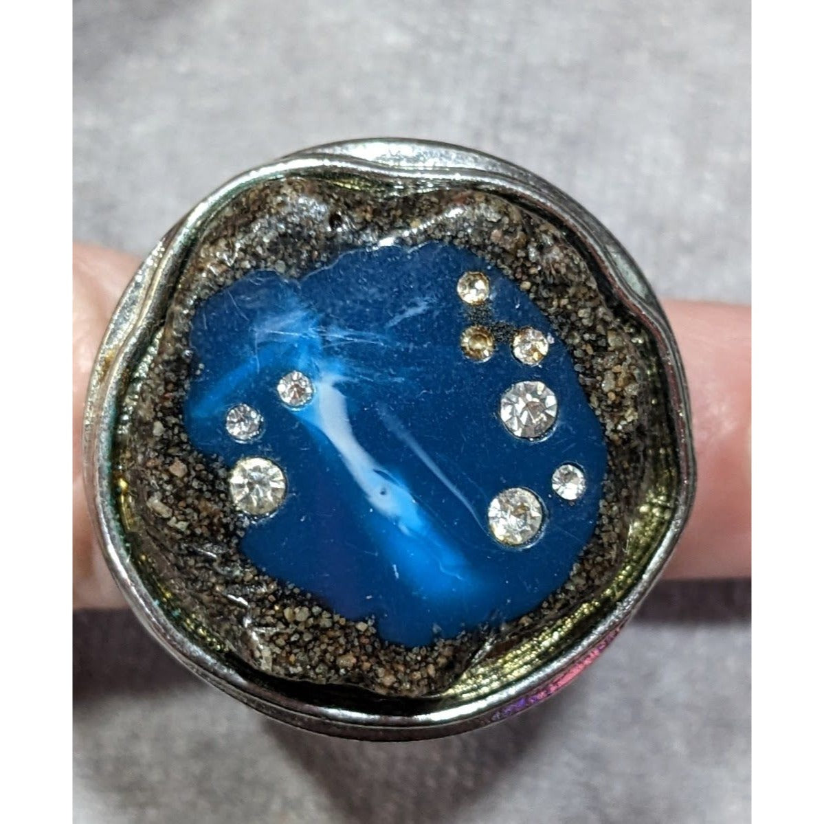 Vintage Chunky Lucite And Faux Stone Constellation Statement Ring