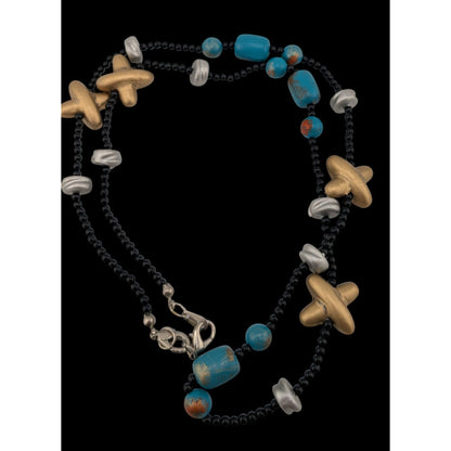 Handcrafted Geometric Abstract Funky Beaded Necklace