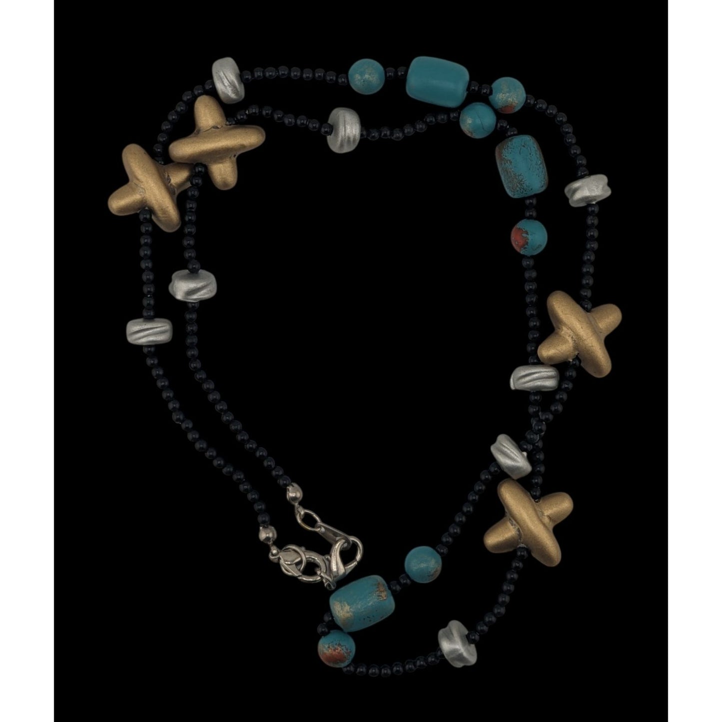 Handcrafted Geometric Abstract Funky Beaded Necklace