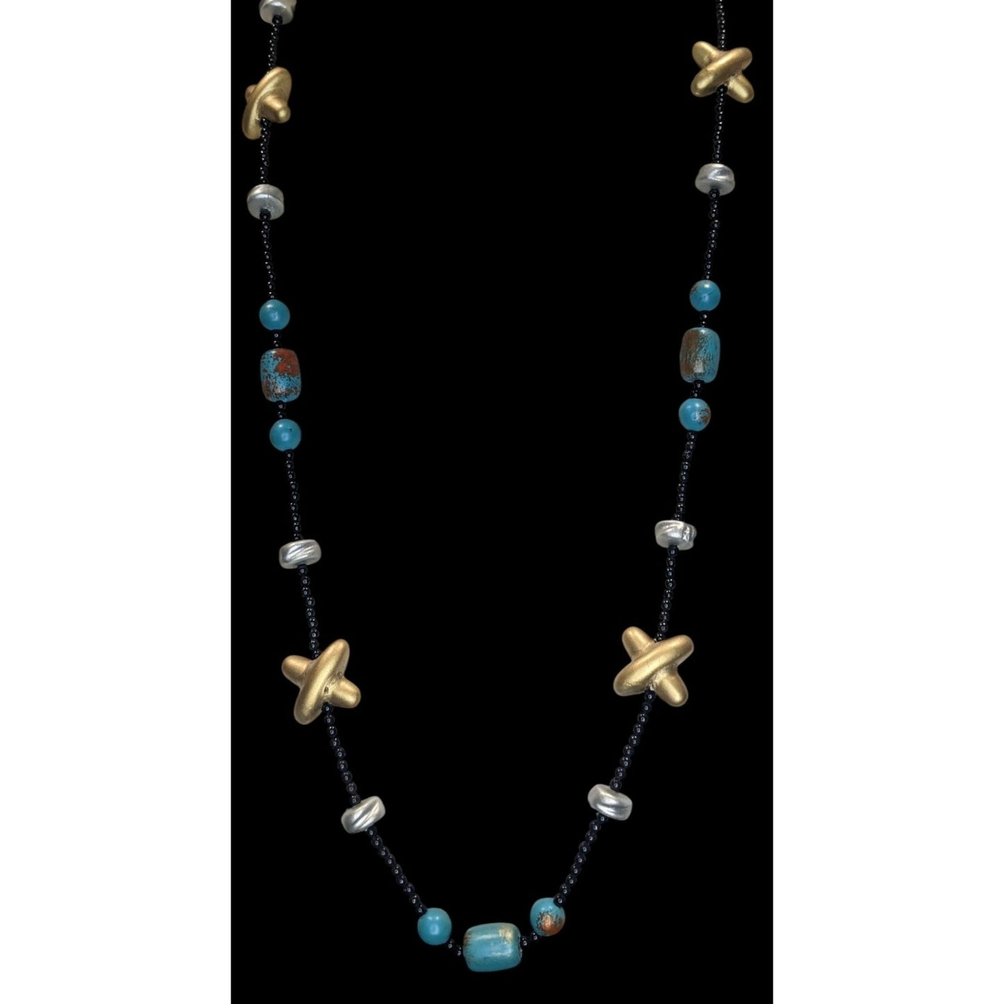 Handcrafted Geometric Abstract Funky Beaded Necklace
