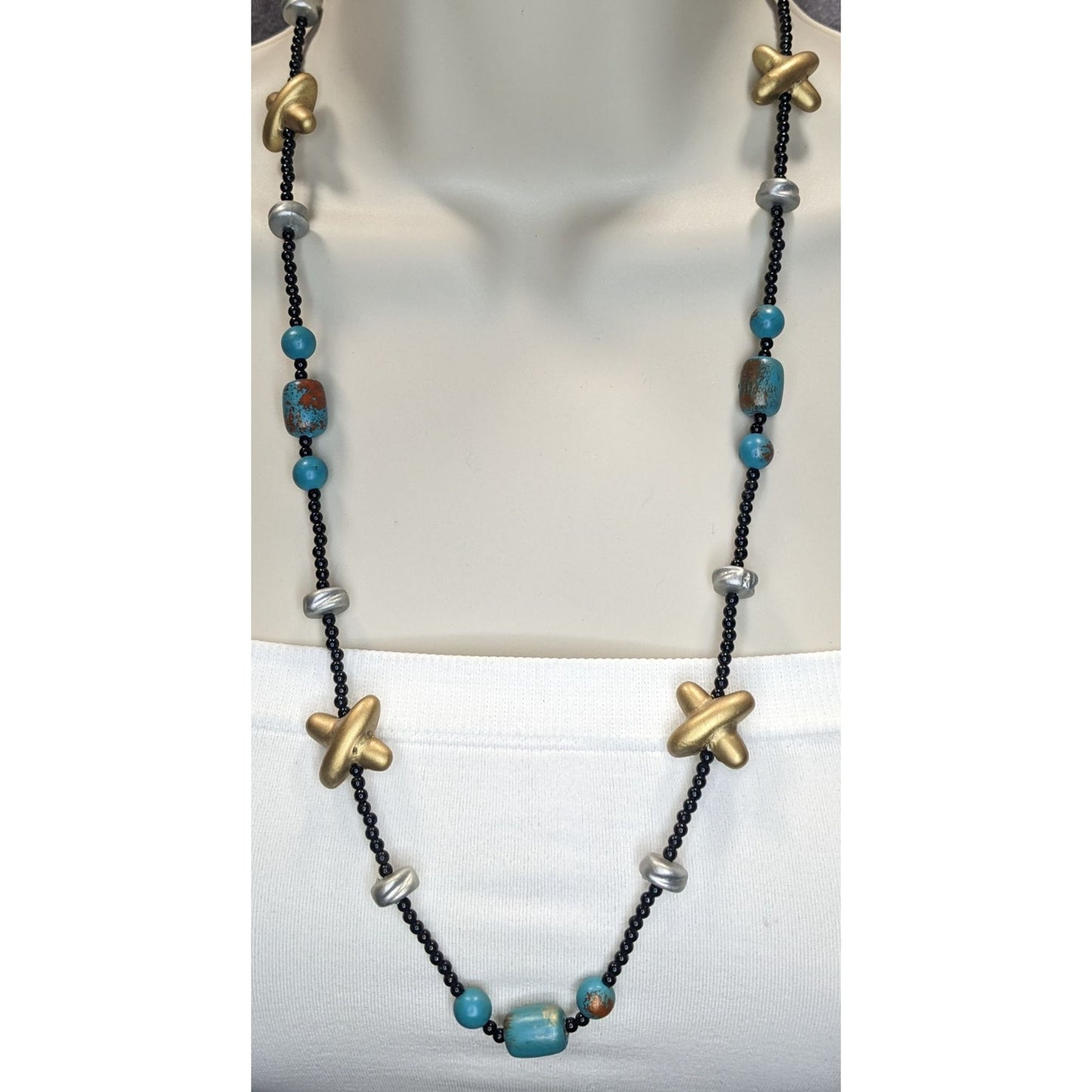 Handcrafted Geometric Abstract Funky Beaded Necklace