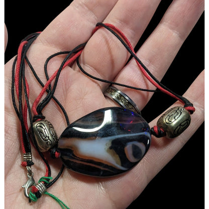 Handmade Connection Stone Red And Black Pendant Necklace