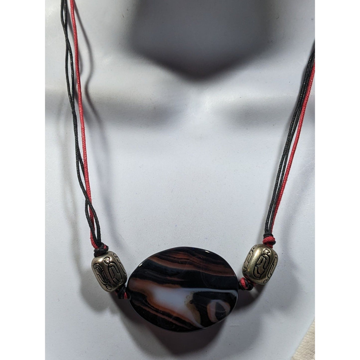 Handmade Connection Stone Red And Black Pendant Necklace