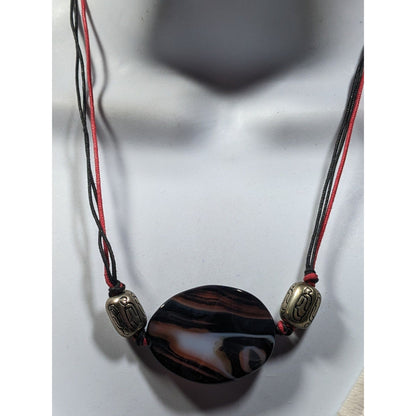 Handmade Connection Stone Red And Black Pendant Necklace