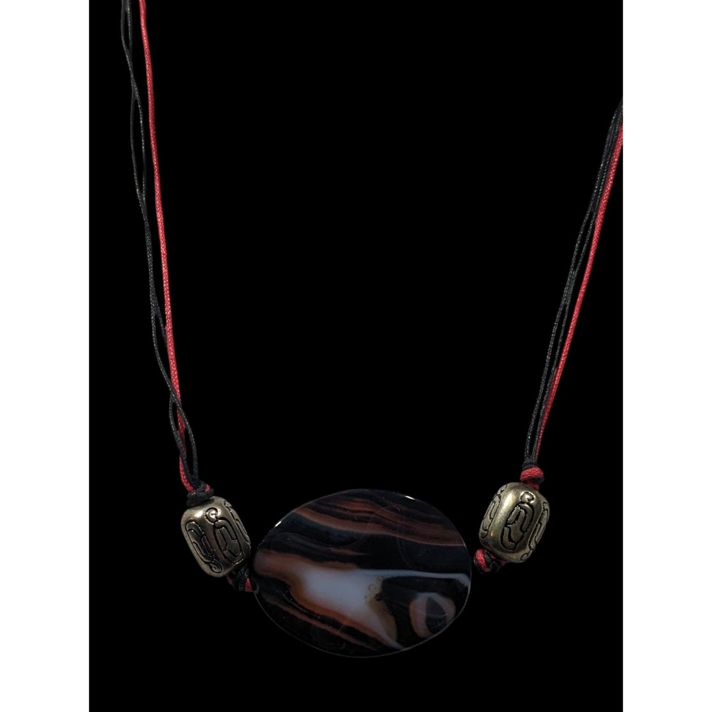Handmade Connection Stone Red And Black Pendant Necklace