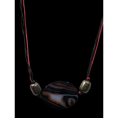 Handmade Connection Stone Red And Black Pendant Necklace