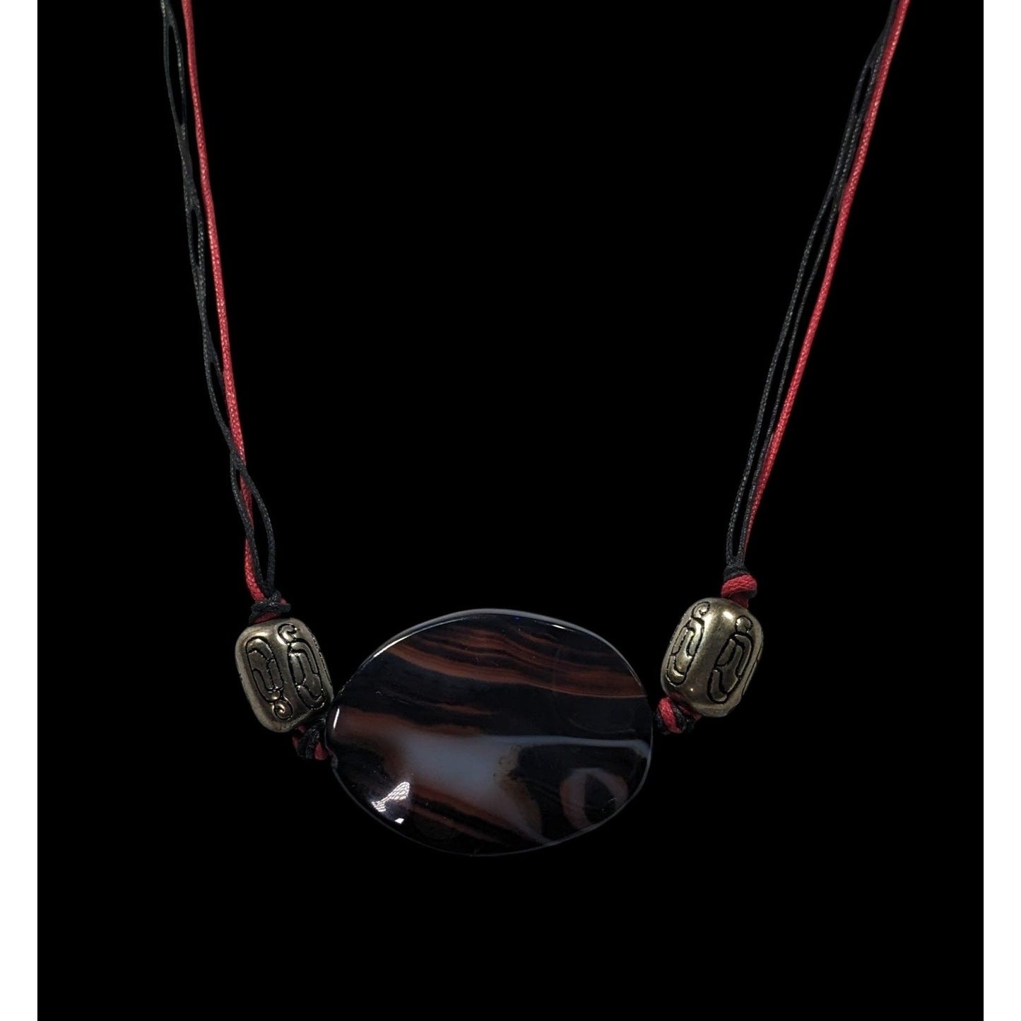 Handmade Connection Stone Red And Black Pendant Necklace